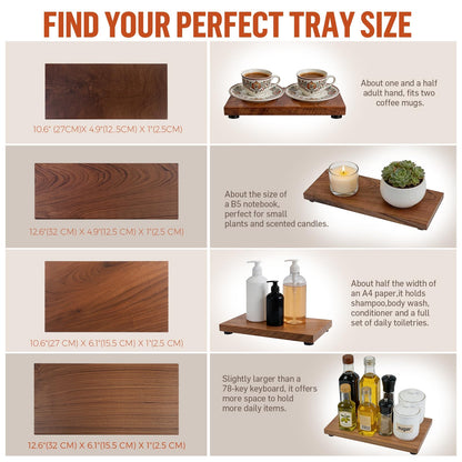 Teak Wood Decorative Small Tray, Bathroom Wood Riser for Decor, Kitchen Counter Wooden Pedestal Stand, Tray for Vanity, Sink & Soap (1, Teak Wood, 10.6" x 6.1" x 1")