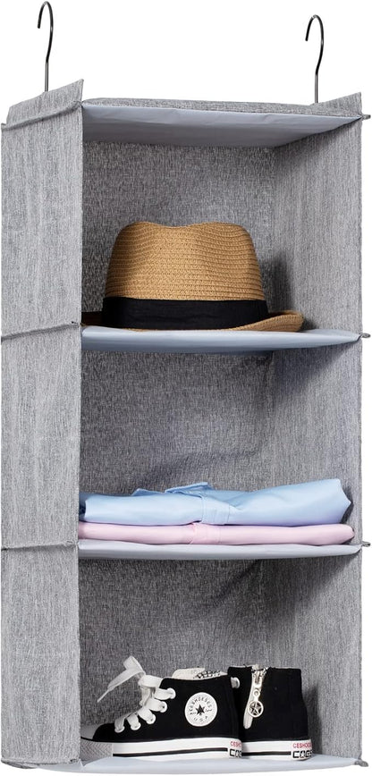 Hanging Closet Organizer, Easy Mount Collapsible 3-Shelf Camper Closet Wardrobe