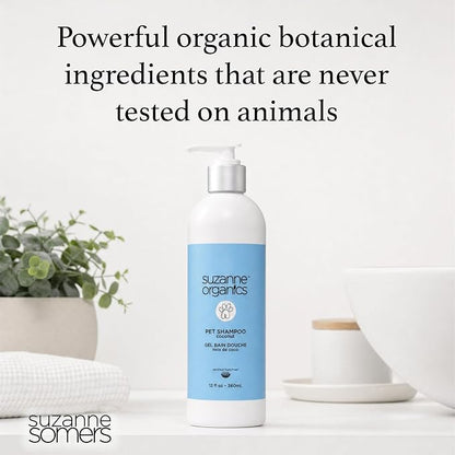 SUZANNE Organics Coconut Pet Shampoo - 12 oz - Sulfate-Free Dog Shampoo with Soothing Oats & Shea Butter - Non-Toxic, Gentle Cleansing for Delicate Skin & Silky Coat - Cruelty-Free