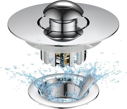 Universal Tub Stopper for Bathroom Sink & Bathtub Drain, 2-in-1 Pop Up Drain