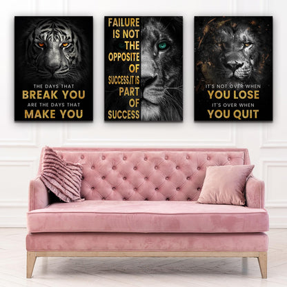 Inspirational Motivational Posters - Framed Canvas Art Set for Office, Living Room, Bedroom - (36''W x 16''H)