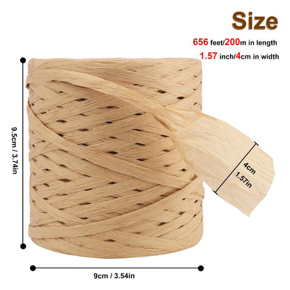 9 Roll 218 Yards Raffia Ribbon, Versatile Raffia Yarn for Crochet, Raffia Paper Ribbon for Gift Wrapping, Paper Ribbon, and Raffia String. (Total 1962 Yards) by IHDYPPEW