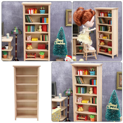 Homoyoyo Doll House Model Doll Storage Cabinet 1 12 Scale Wooden Bookshelf Miniature Wood Furniture Wood Decor Mini Furniture Doll House Furniture Small Wooden Bookshelf Mini House Supply (Pack of 2)