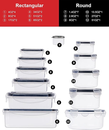 56 Pcs Large Food Storage Containers Set