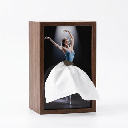 Ballerina Tissue Box – Elegant Wooden Ballet Girl Tissue Box Cover, Flying Skirt Tissue Holder for Home Office Bathroom Decor ﻿
