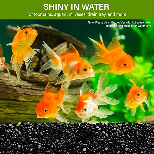 NUPICK 12lb River Rocks for Plants Indoor, 3/8 Inch Black Pebbles for Vases Fillers, Decorative Pea Gravel for Fish Tank, Natural Polished Stones for Succulent, Bonsai, Landscaping, Bird Baths