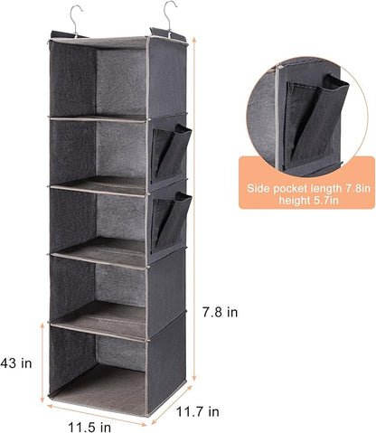 BOOMIBOO Hanging Closet Organize and Shelves，5-Hanging Shelf