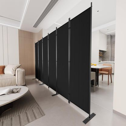C-Hopetree 6 Panels Room Divider, 6 Ft Tall Indoor Folding Privacy Screen, Portable Partition Separator, Freestanding Separation Temporary Wall for Office, Bedroom, 120" W X 71" H, Black