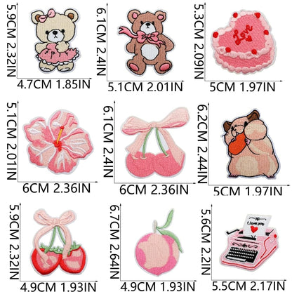 20 PCS Girls Pink Sweet Taste Iron on Patches Funny Embroidered Applique Sew on Patches for Backpacks Pants Clothes Vests Coat Uniforms Dress Hat DIY Decoration Bags Jackets Jeans