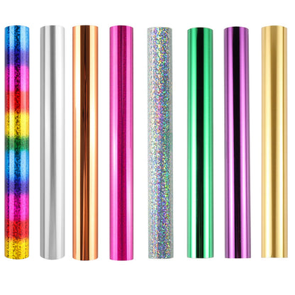 8 PCS Toner Reactive Foil Roll Use with Laminator Laser Printer,Paper Holographic Heat Transfer Crafts Foil Roll for Scrapbooking Crafting Cardstock Hot Stamping Holographic Heat Tranfer 5mx19cm/Roll