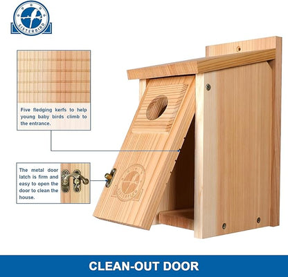 SISTERBIRD Bluebird Houses for Outside, Blue Bird Houses for Outdoors, Premium Bird House, Pack of 2 Bluebird House, Wooden Birdhouses Kits for Adults for Durable Yard Decor