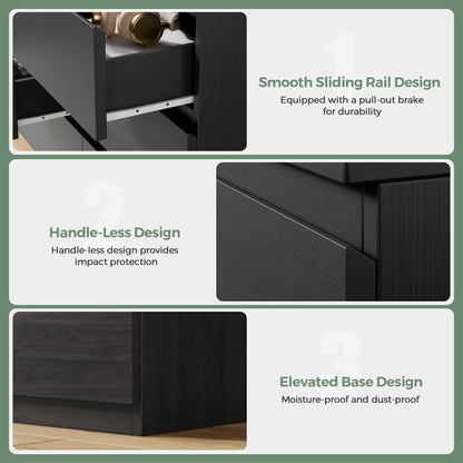 Jocoevol Modern Black 9 Drawer Dresser for Bedroom, Simply Chest of Drawers, Wood Storage Dresser with Deep Drawers for Living Room Hallway Entryway (Black)