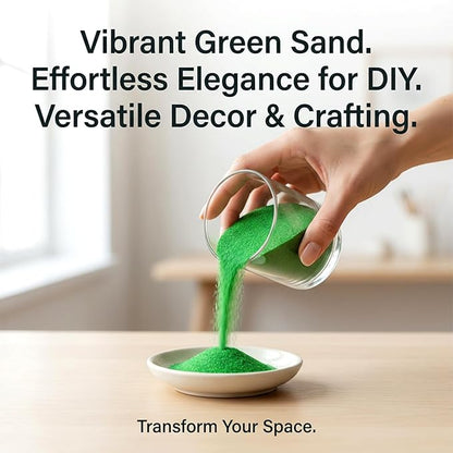 RAINFLOW 15 OZ Fine Green Sand for Crafts - Colored Quartz Zen Garden Sand Decorative for Vases Filler, Wedding Unity Ceremony, Incense Burner, Ritual Incense