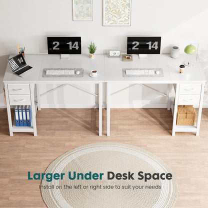 Sweetcrispy 47 Inch Computer Desk with Drawers, Home Office Gaming Desk with X-Shaped Reinforcement, Modern Wood Study Work Table with Side Hook, White