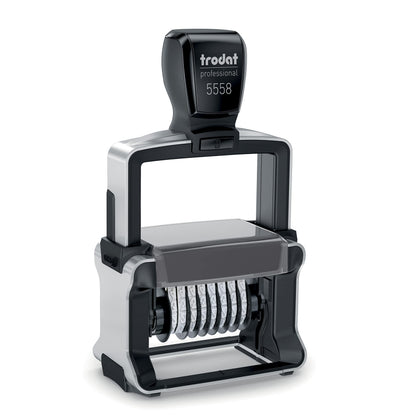 Trodat 5558 Professional Manual Numberer Stamp – 8 Digits, Self-Inking, 3/16" (5 mm) Characters, Black Ink