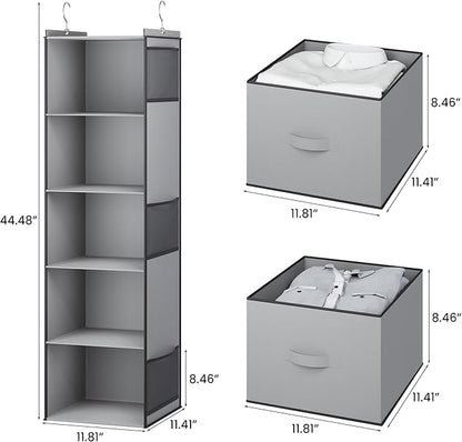 YOUDENOVA Hanging Closet Organizer, 5 Tier Hanging Closet Shelves