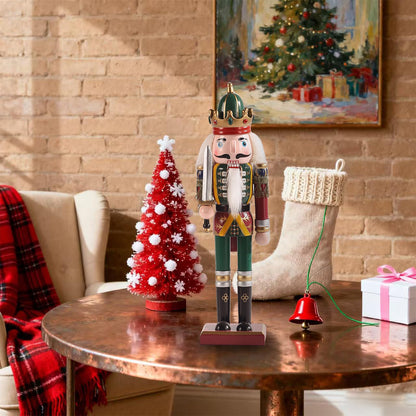 KoolShare 12-Inch Christmas Nutcracker Figurines, Set of 2 Traditional Wooden King & Soldier with Sword & Spear, Handcrafted Standing Holiday Decorations for Fireplace, Shelf, or Tabletop Display