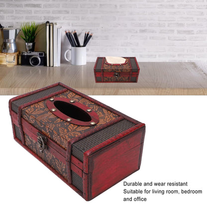 Classical Retro Wooden Antique Tissue Box, Wooden Tissue Box Vintage Style Wood Classic Texture Holder for Bathroom Toilet Living Room Kitchen
