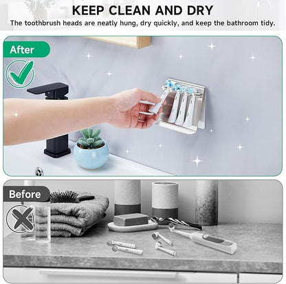 Electric Toothbrush Head Holder Adhesive or Tabletop, Tooth Brush Holder