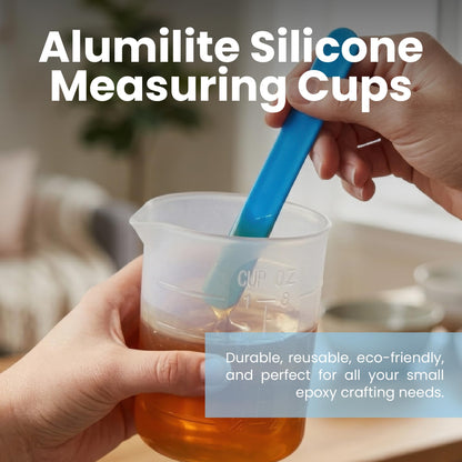 Alumilite Silicone Measuring Cups | 2-Pack 8oz + 2-Pack 4oz | Durable, Reusable, Easy-to-Clean Silicone Cups for Epoxy, Resin, DIY Projects, Paint Pouring, Acrylic Art, Small Batches & Crafts