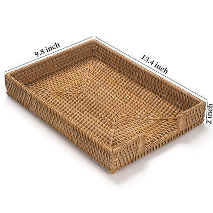 Rattan Letter Tray, Wicker Desk Tray, Woven Desk Organizer, A4 Paper, Document, File, Mail, Magazine Storage Basket for Office, Classroom, Home Desktop