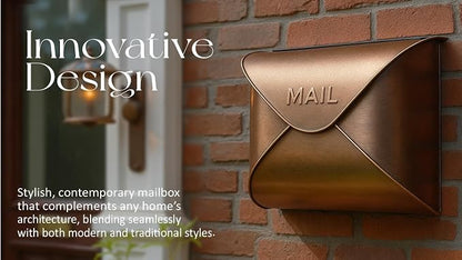 NACH Wall Mount Mailboxes for Outside, 12.5 x 5 x 10 inch Copper Wall Mailboxes for Outside, Waterproof Mailboxes for Outside - Envelope Mailbox