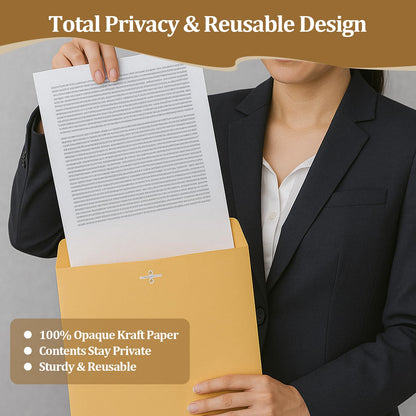 3 Sizes Clasp Envelopes Security Mailing Envelopes with Metal Clasps Kraft Paper Envelopes for Office, School, Home, Shipping Documents, Photos, Mailers (24 Packs)
