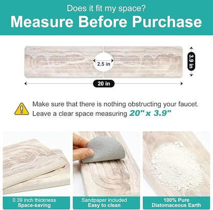 Diatomite Faucet Mat for Kitchen Sink Protector Stone Quick Dry Around Faucet