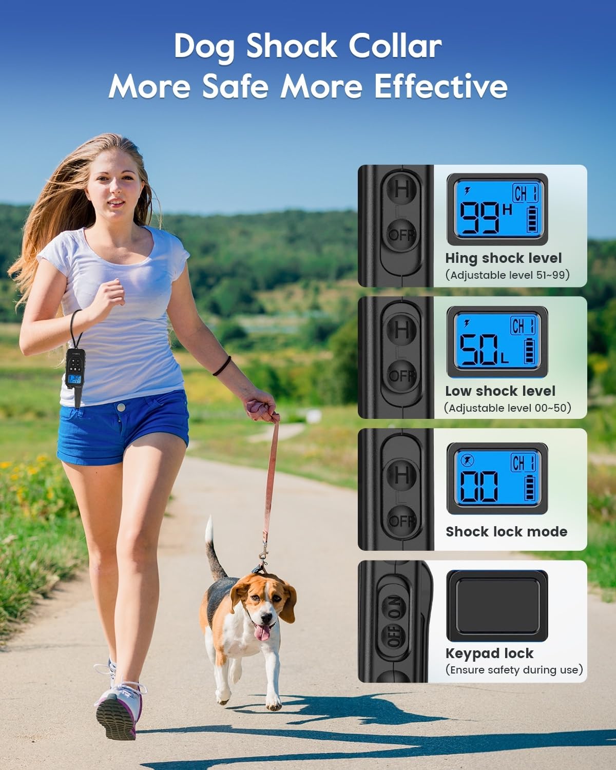 Dog Training Collar with 7 Training Modes, 2600Ft Remote Electronic Dog Shock Collar, Electric Shock Collar for Small Medium Large Dogs (Green)