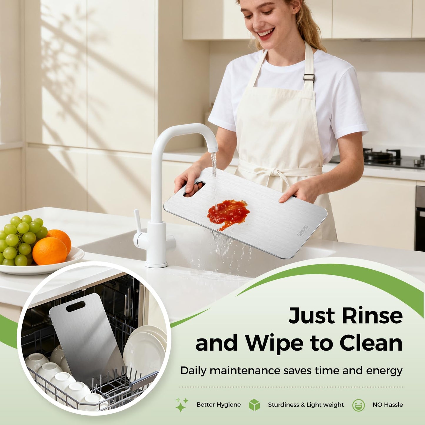 Titanium Cutting Board Set of 3, 100% Double-Sided Titanium Cutting Boards for Kitchen, Dishwasher Safe Non-Toxic Chopping Boards for Meat, Vegetables, Fruits, Raw and Cooked Food Prep (M+L+XL）