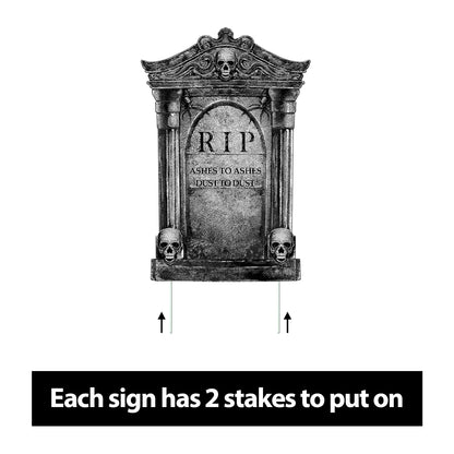 Graveyard Halloween Decorations Outdoor Tombstones: 6ct Large Tombstone Halloween Yard Signs with Stakes, 16" Realistic Scary Skeleton RIP Gravestones Lawn Cemetery Decor Outside for Kids Home Party