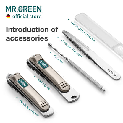 MR.GREEN Colorful Manicure Set Practical Pedicure Kits Nail Clippers Personal Care Tools Facial Hair Scissors with Fashion Case (Mr-6681 Green)