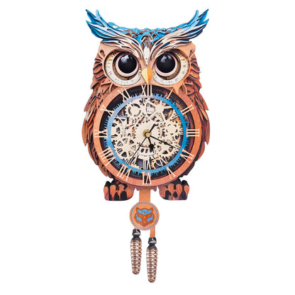 3D Wooden Puzzles for Adults Owl Clock - Model Building Kit ‌‌Clock Puzzle Creative Craft Gift Home Deco for DIY Enthusiasts, Brain Teaser Building Set Birthday Gifts