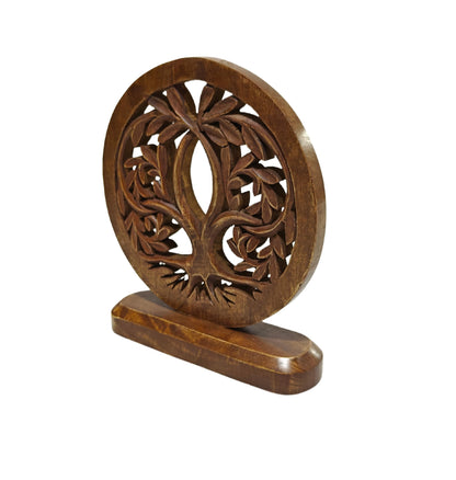 VANIYA CRAFTS® Wooden Carved Handmade Engraved Table Decor Tree Shape Table Sculpture Home Decor Statue for Living Room, Bedroom, Office Desktop, Cabinets