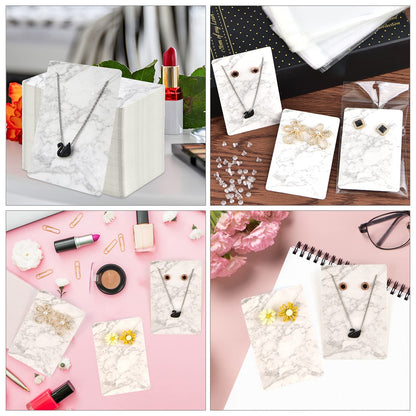 Coopay 120 Pieces Earring Necklace Display Cards Jewelry Holder Cards with 200 Earring Backs and 120 Self-Sealing Bags for Ear Pendants Necklaces Jewelry Display, Marble Stripe, 3.5 x 2.4 Inches