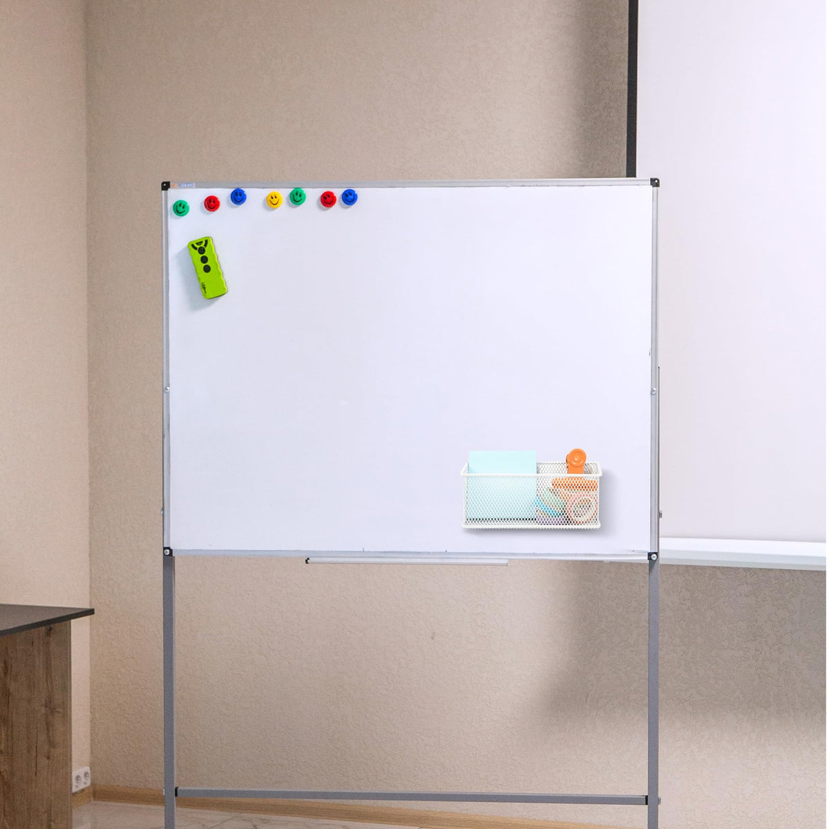 EASEPRES Magnetic Pencil Holder Set of 3 - Wire Mesh Storage Baskets Organizer with Strong Magnets - Perfect for Whiteboard, Refrigerator and Locker Accessories, White