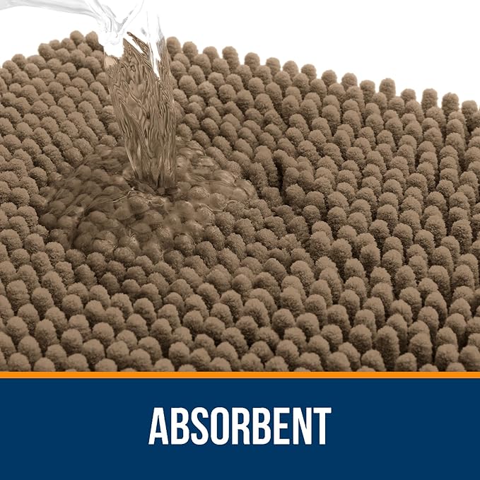 OLANLY Large Bathroom Rugs 44x32, Extra Soft Absorbent Chenille Bath Rugs, Rubber Backing Quick Dry, Machine Washable Bath Mats for Bathroom Floor, Tub and Shower, Home Decor Accessories, Tan