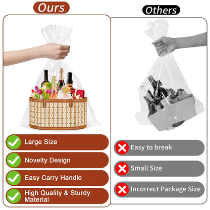 Dreamtop 3 Set Baskets for Gifts Empty, Woven Bamboo Gift Basket Empty Large with Handles, Sturdy Gift Basket Kit Empty to Fill for Christmas Birthday Baby Shower Wedding Gift