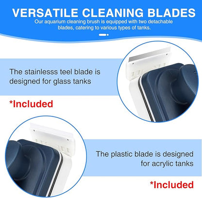fishkeeper Aquarium Strong Magnetic Glass Cleaner Brush, Fish Tank Algae Magnet Cleaning Tool with 2 Detachable Scrapers, Mag Float Scrubber for 0.25-0.625Inch Glass and Acrylic Tanks