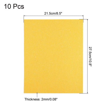 MECCANIXITY EVA Foam Sheets Glitter Light Yellow 10.8 Inch x 8.5 Inch 2mm Thick Crafts Foam Sheets for Costumes, Arts and Crafts Projects Pack of 10