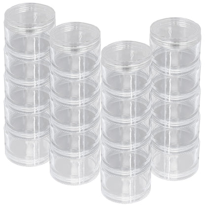 Luomorgo 4 Sets Stackable Clear Plastic Containers with Screw Lids - 30ML 5-Layer Organizer for Cosmetics, Jewelry Beads, Nail Art & Craft Storage