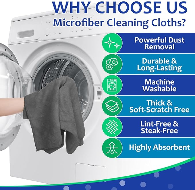 Newwiee 3 Pcs Extra Large Microfiber Cleaning Cloth 30" x 20" Washable Reusable