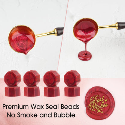 Aottom Wax Seal Kit, 48 Colors 1248 Pcs Sealing Beads with Melting Pot, Spoon, Tea Light Candles, Wax Seal Stamp Kit for Wedding Invitation, Gifts, Envelope, Letter Stamp Sealing and DIY Craft