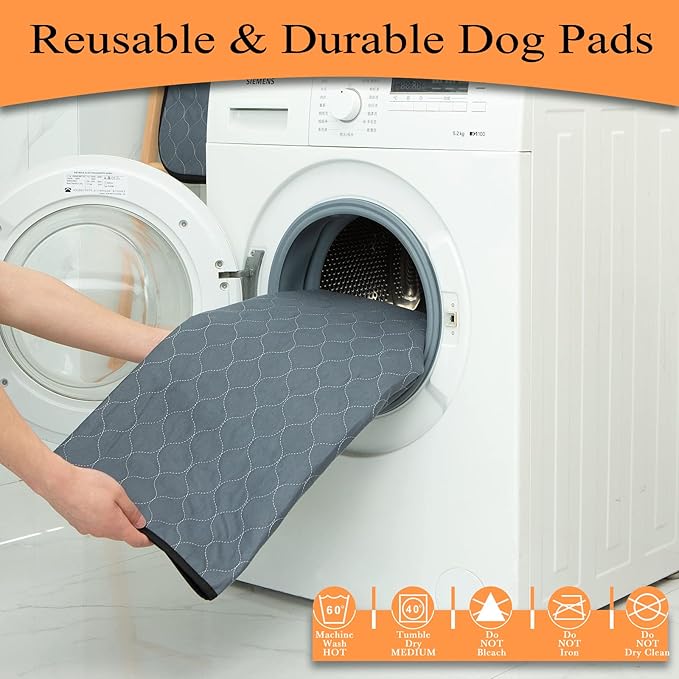 Bunlitent Washable Pee Pads for Dogs 5 Pack, 30x34, Reusable Puppy Pads, Washable Potty Pads with Quick Dry, Anti-Slip Dog Cat Pee Pads, Whelping Pads, Puppy Mat