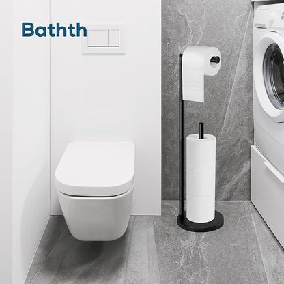 Toilet Paper Holder Stand, Toilet Paper Stand Black, Free Standing Toilet Paper Holder, Toilet Paper with Storage by Bathth