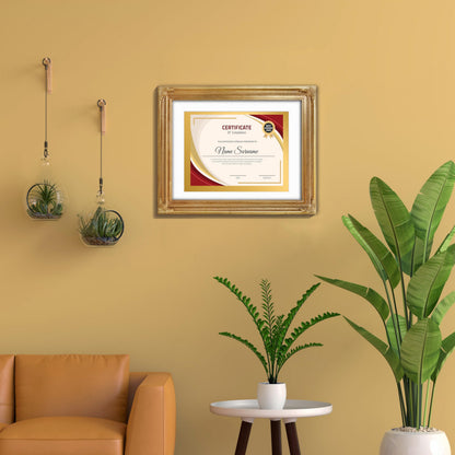 SIMON'S SHOP Diploma Frames 11x14 Matted to 8.5x11 Picture, Gold Picture Frames 11 x 14 with Mat for 8.5 by 11 Certificates Documents