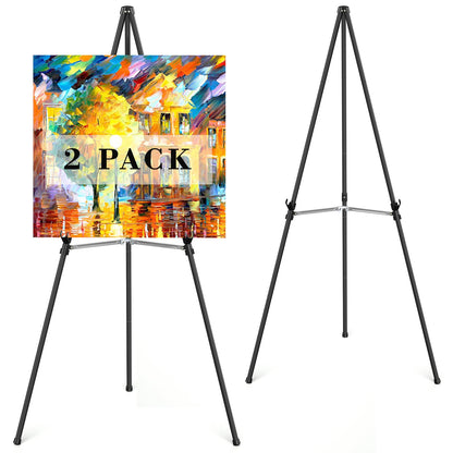 Rdiorry Easel Stand for Sign,63" Portable Metal Easel Stand for Wedding Sign,Adjustable Folding Art Easel for Display with Portable Bag(Black,2 Pack)