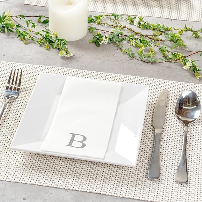 Luxenap 15.8 X 7.9 Inch Linen-Feel Guest Towels, 50 Lettered Hand Towels