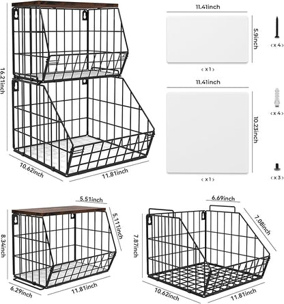 2 Tier Stackable Wall Mounted Hanging Basket, Fruit Basket