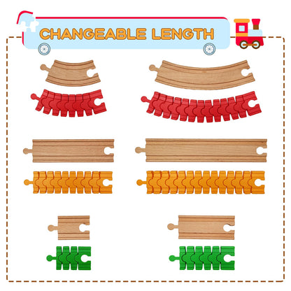 Bunu1492 Wooden Train Track Accessories Set,10 pcs Train Track Connector,Compatible with All Major Brands Train Tracks,Christmas Birthday Gift for Boys Girls,Train Toys Expansion Pack for Kids Ages 3+